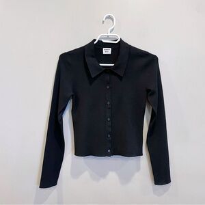 Aritzia Black Cropped Button-Up Cardigan